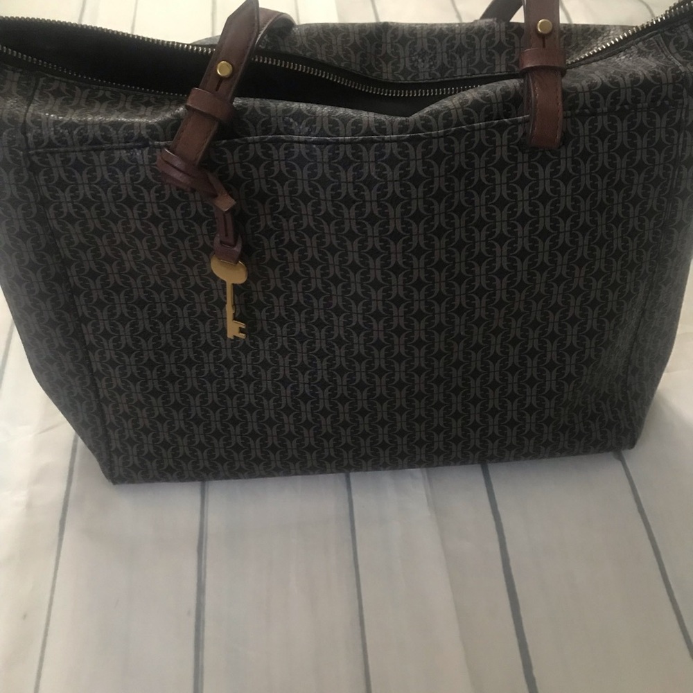 Fossil Black and Brown Tote Bag - Picture 2 of 5